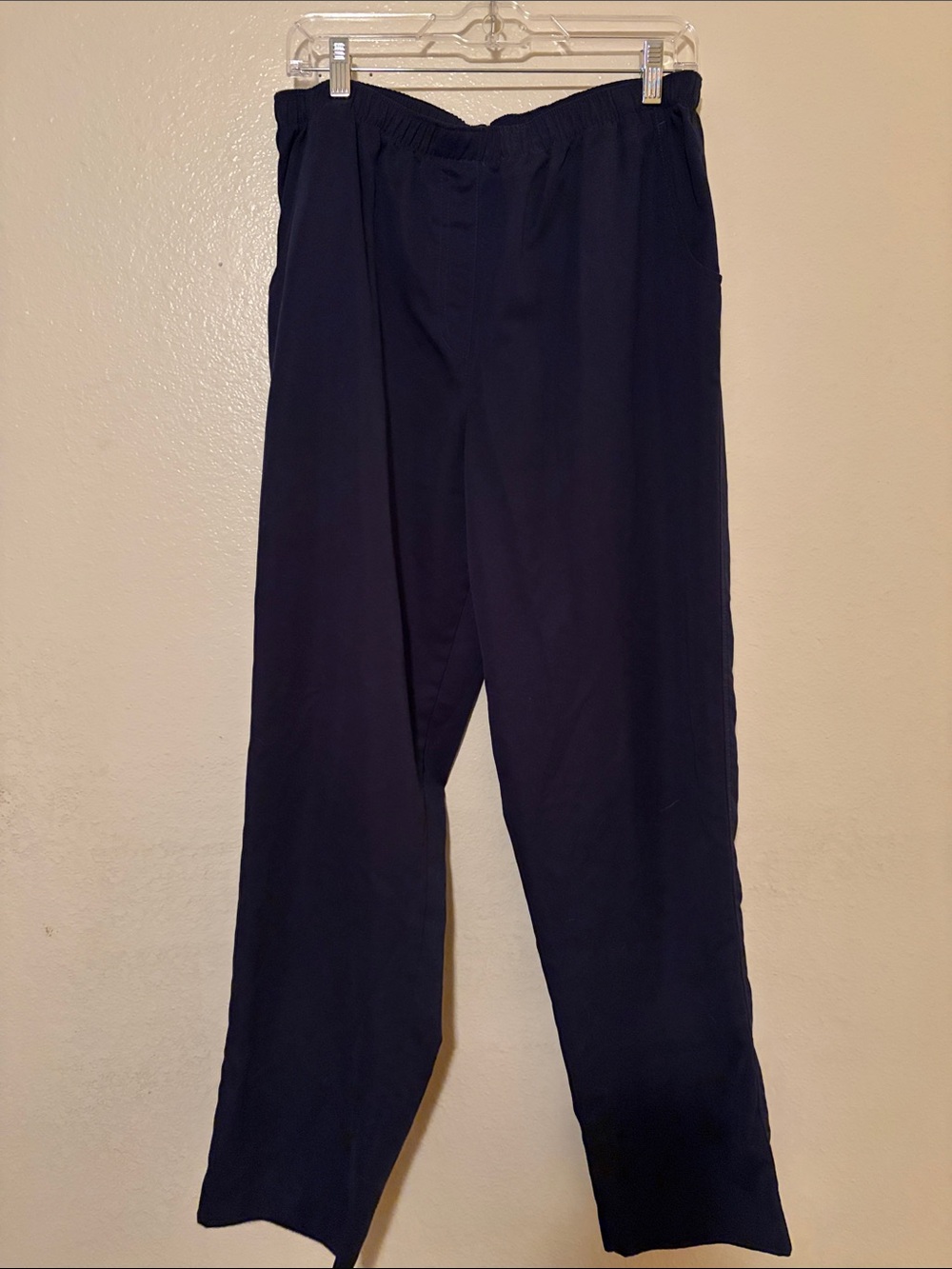 Allison Daley Navy Pull-On Straight-Leg Trousers with Elastic waist and pockets